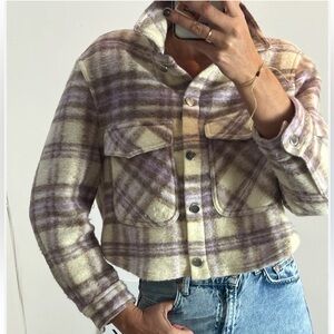 Zara Checkered Jacket in Lavender and Beige